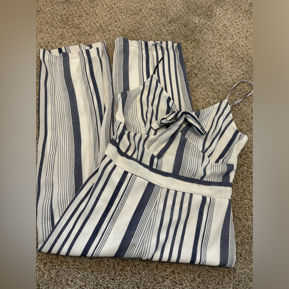 {JAPNA} Stripe Capri Romper Jumpsuit